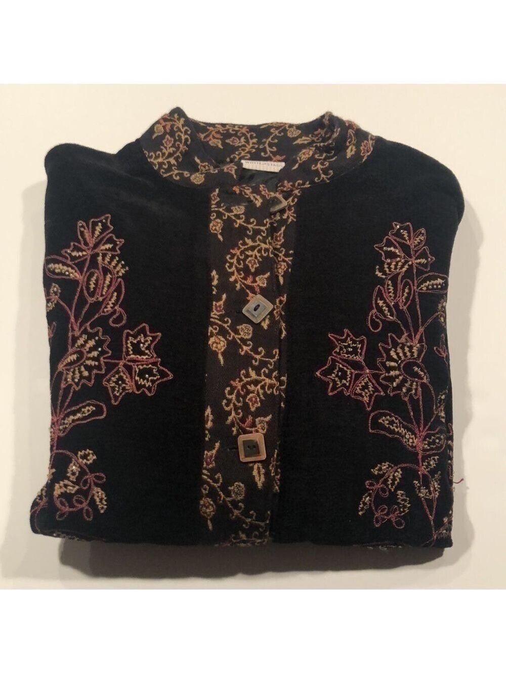 WHITE STAG Black Velvet Button Down Jacket Size S(4/6) - Picture 8 of 13